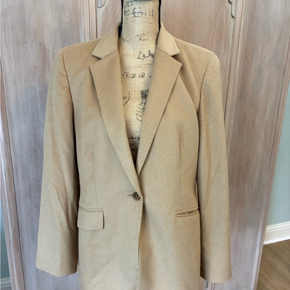 Women’s Lands' End Camel Tan Blazer wool cashmere classic equestrian coat sz 10 - Picture 5 of 16